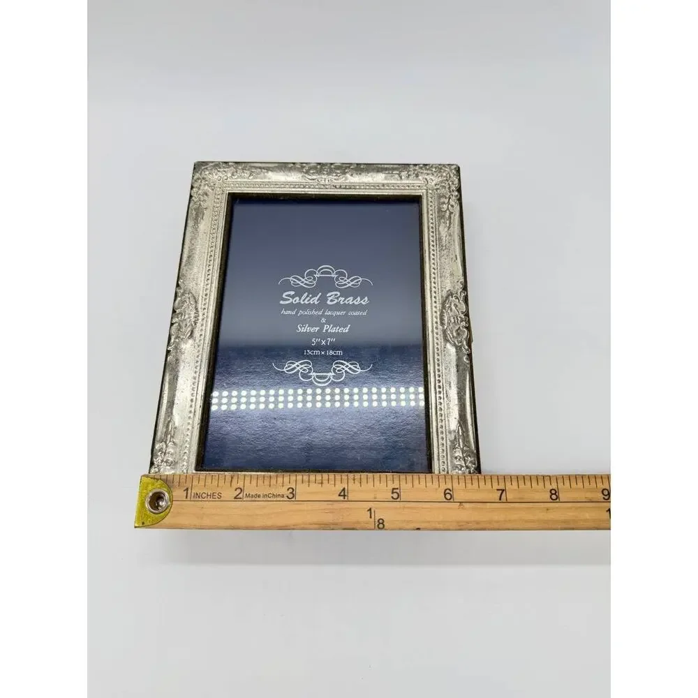 Solid Brass Silver Plated Hinged Double Picture Frame 5x7 Indonesia 1.3 lb